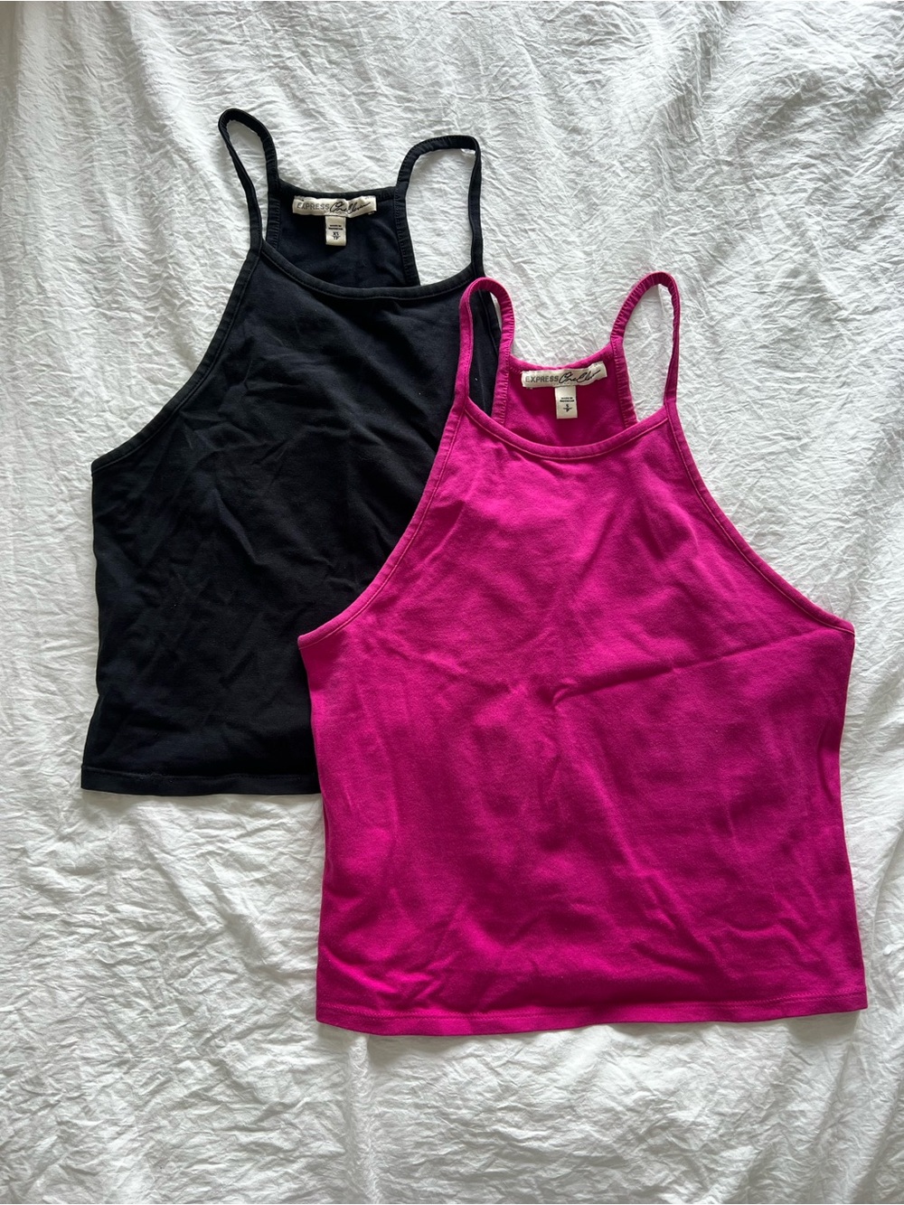 Express High-Neck Tank Top - Black & Fuchsia